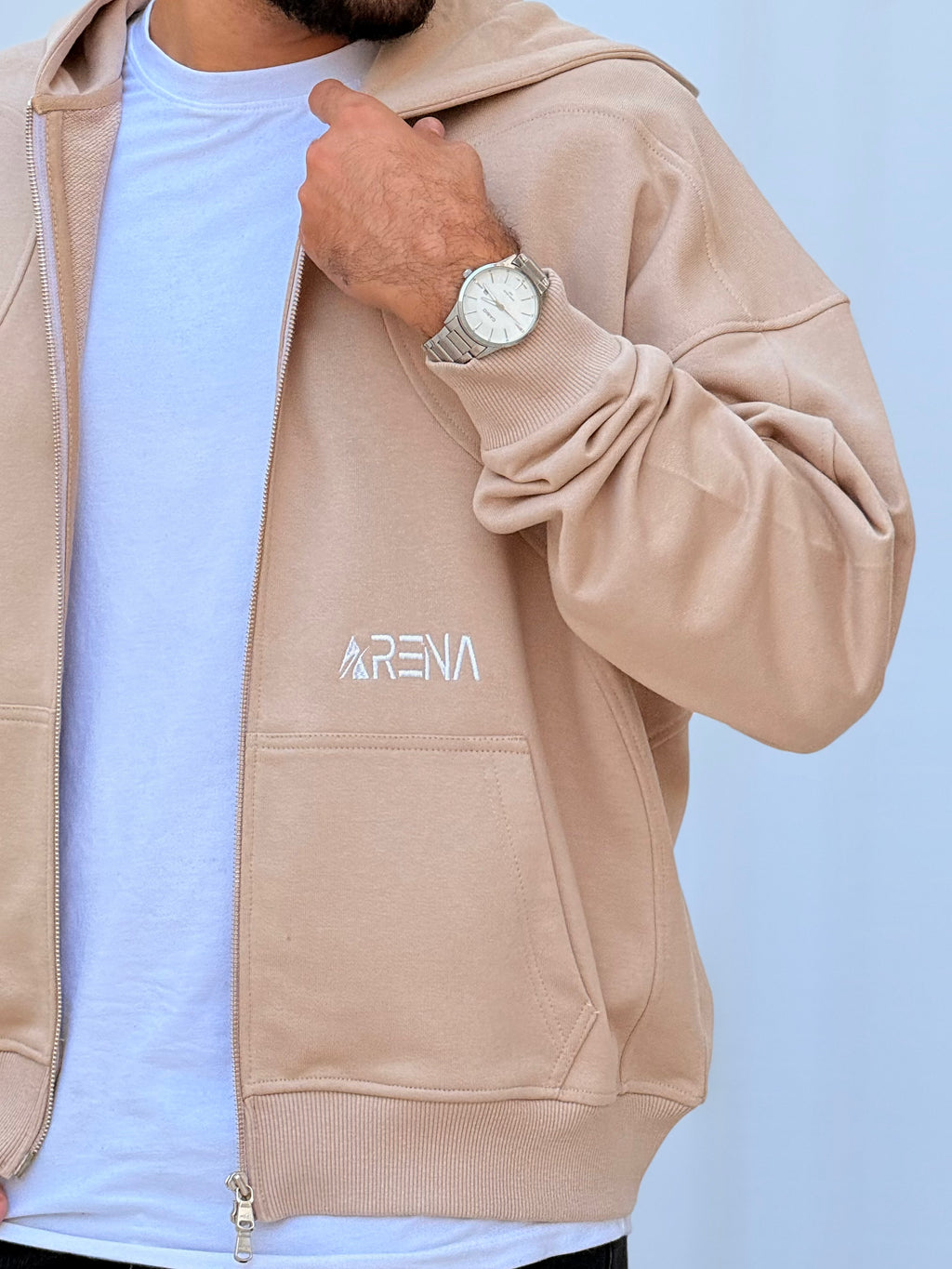 Zipper Hoodie cream beige