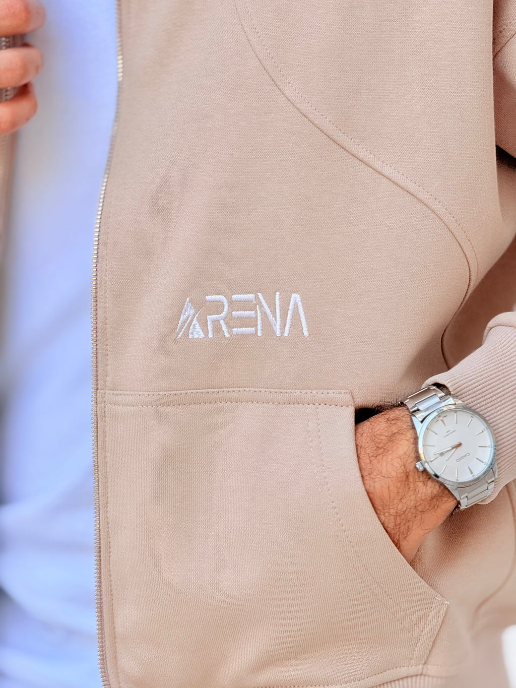 Zipper Hoodie cream beige