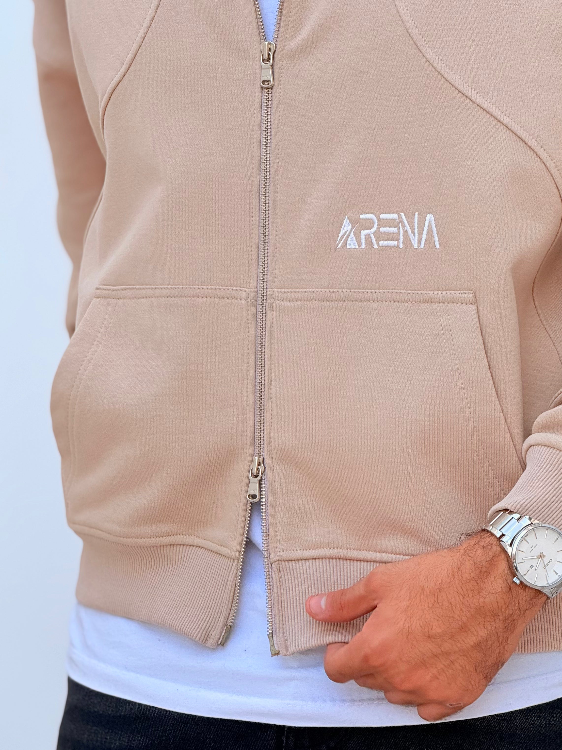 Zipper Hoodie cream beige