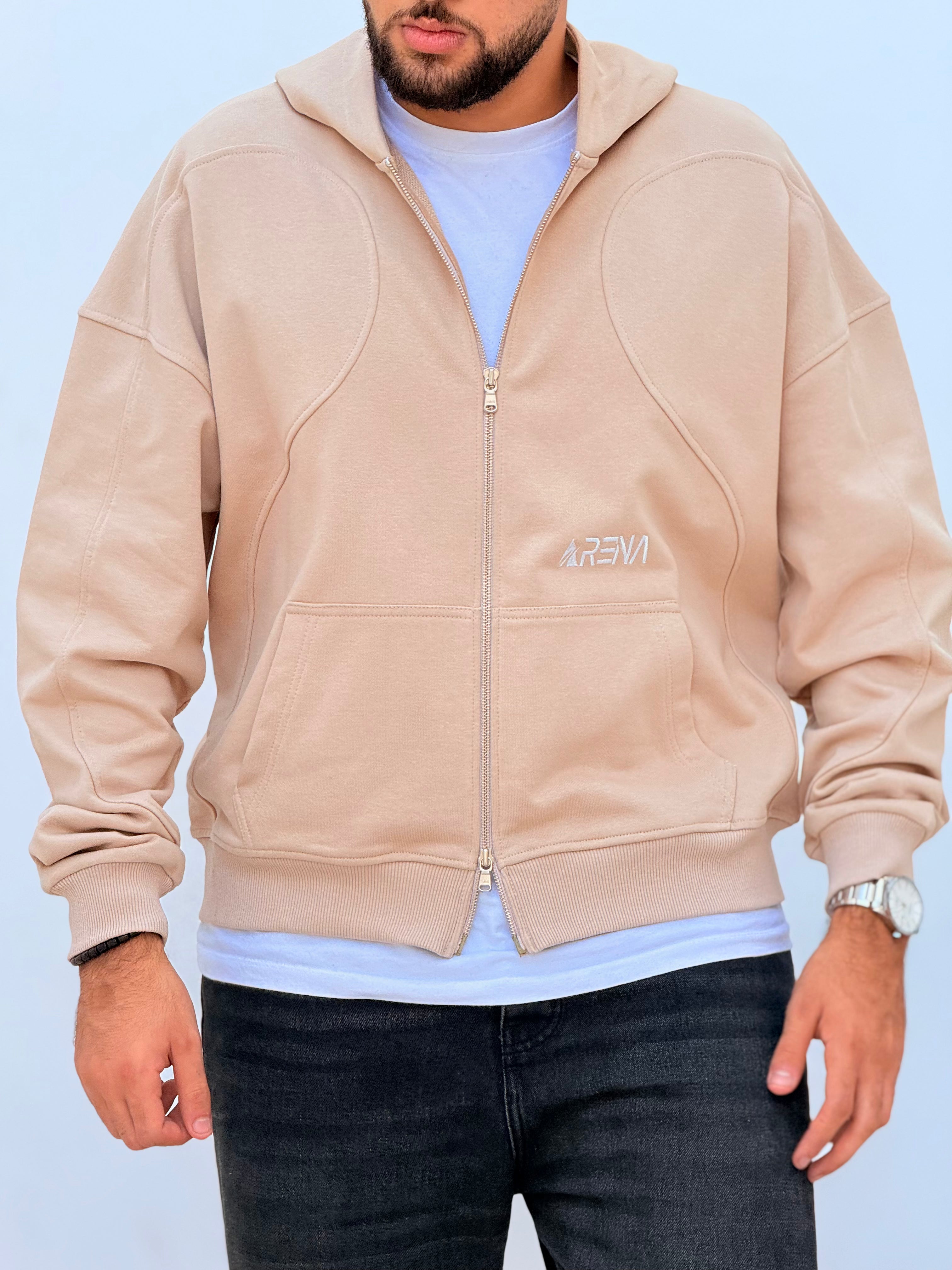 Zipper Hoodie cream beige