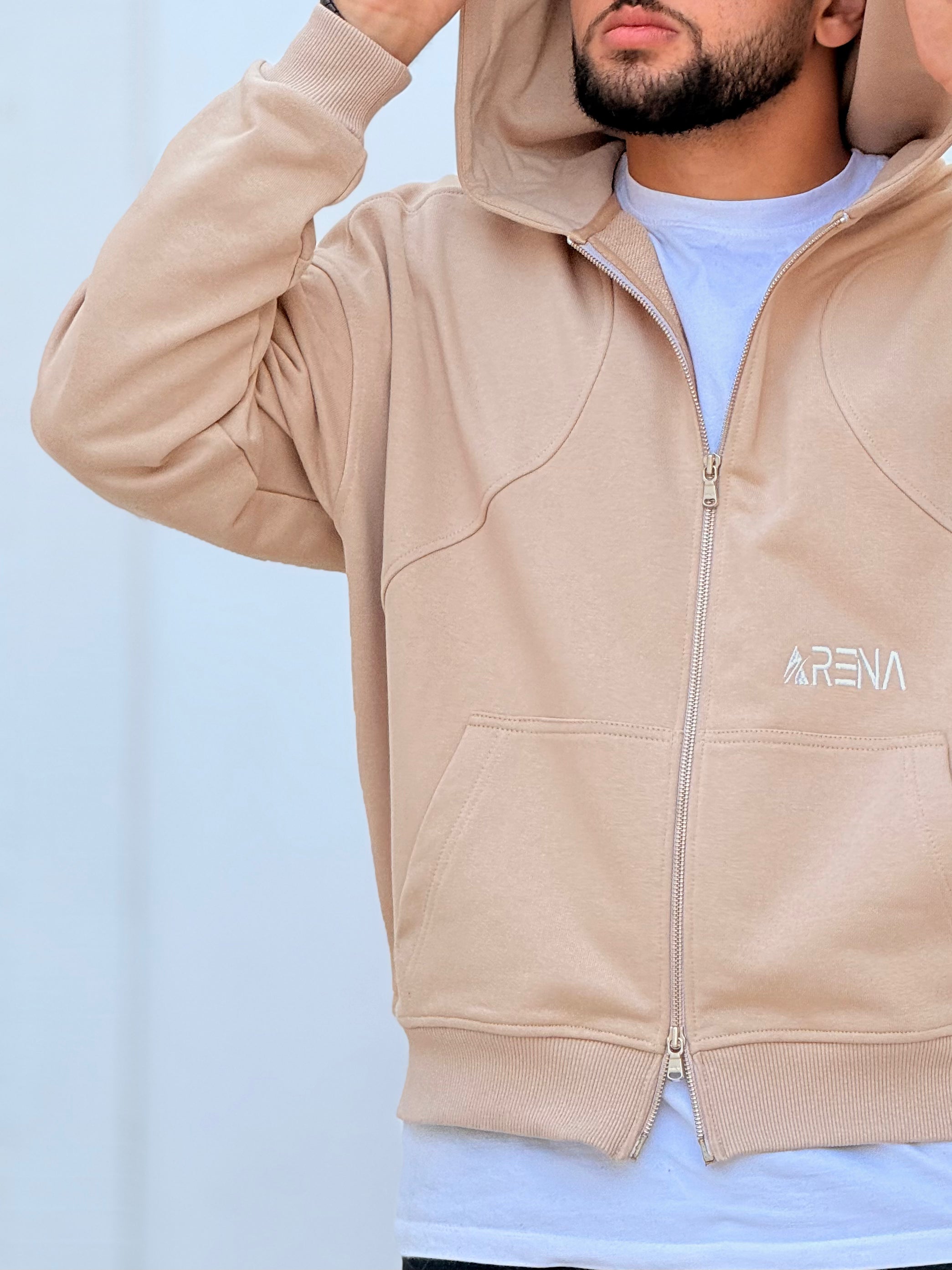 Zipper Hoodie cream beige