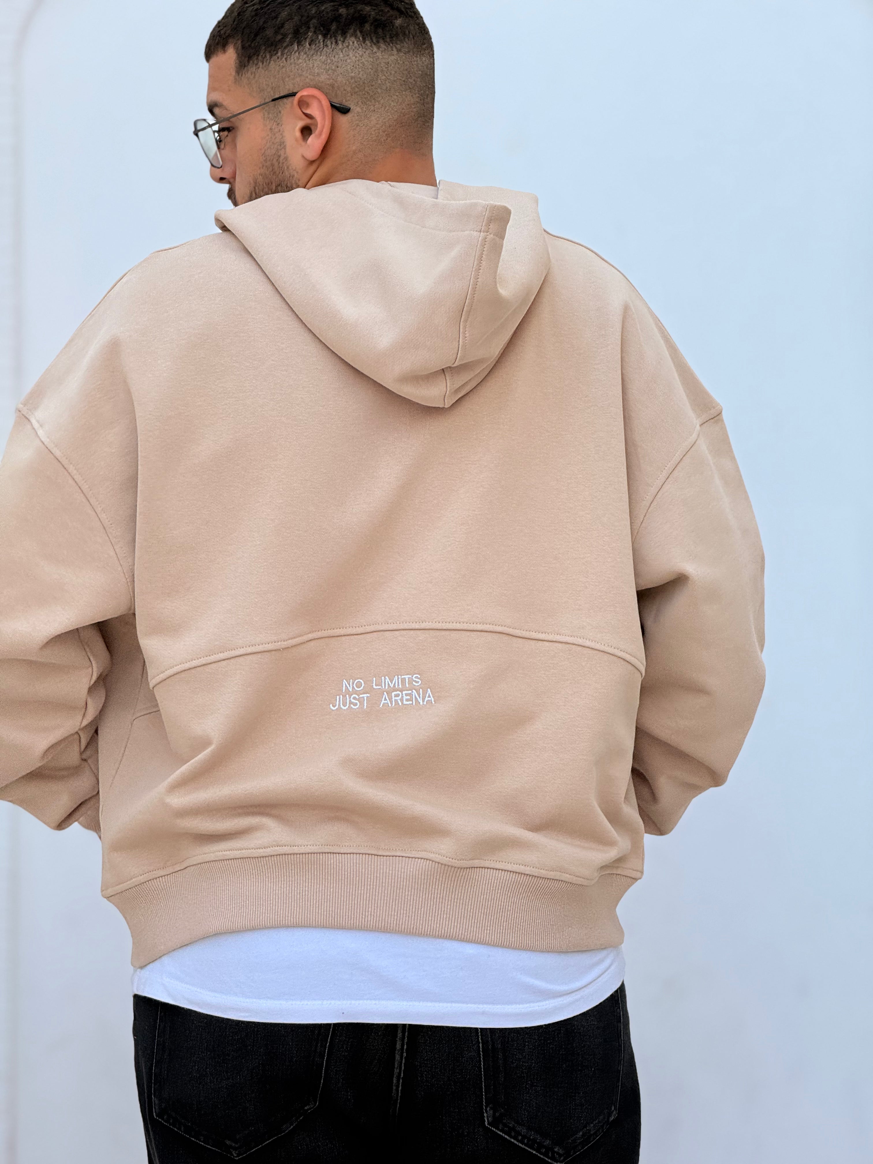 Zipper Hoodie cream beige