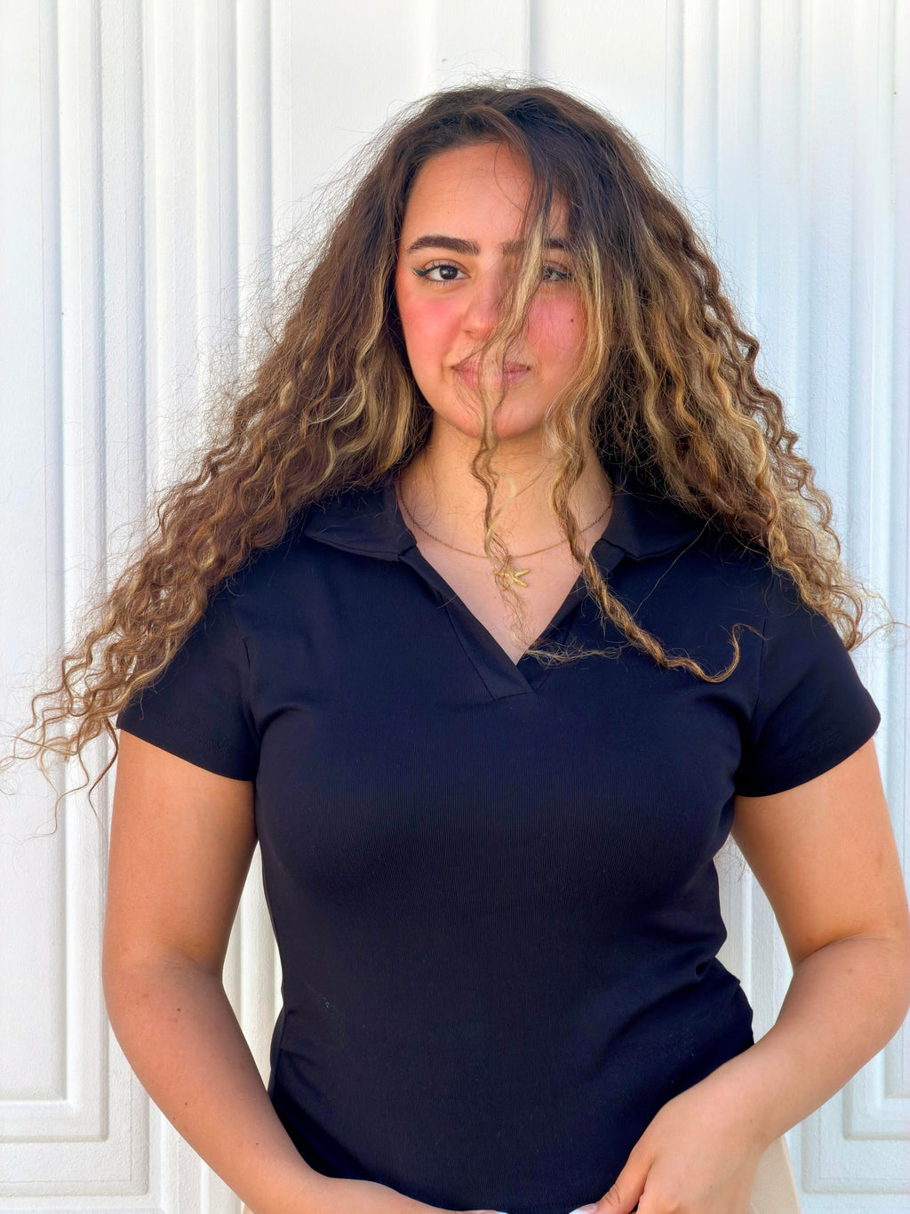 Woman Top V Neck Short Sleeve