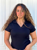 Woman Top V Neck Short Sleeve