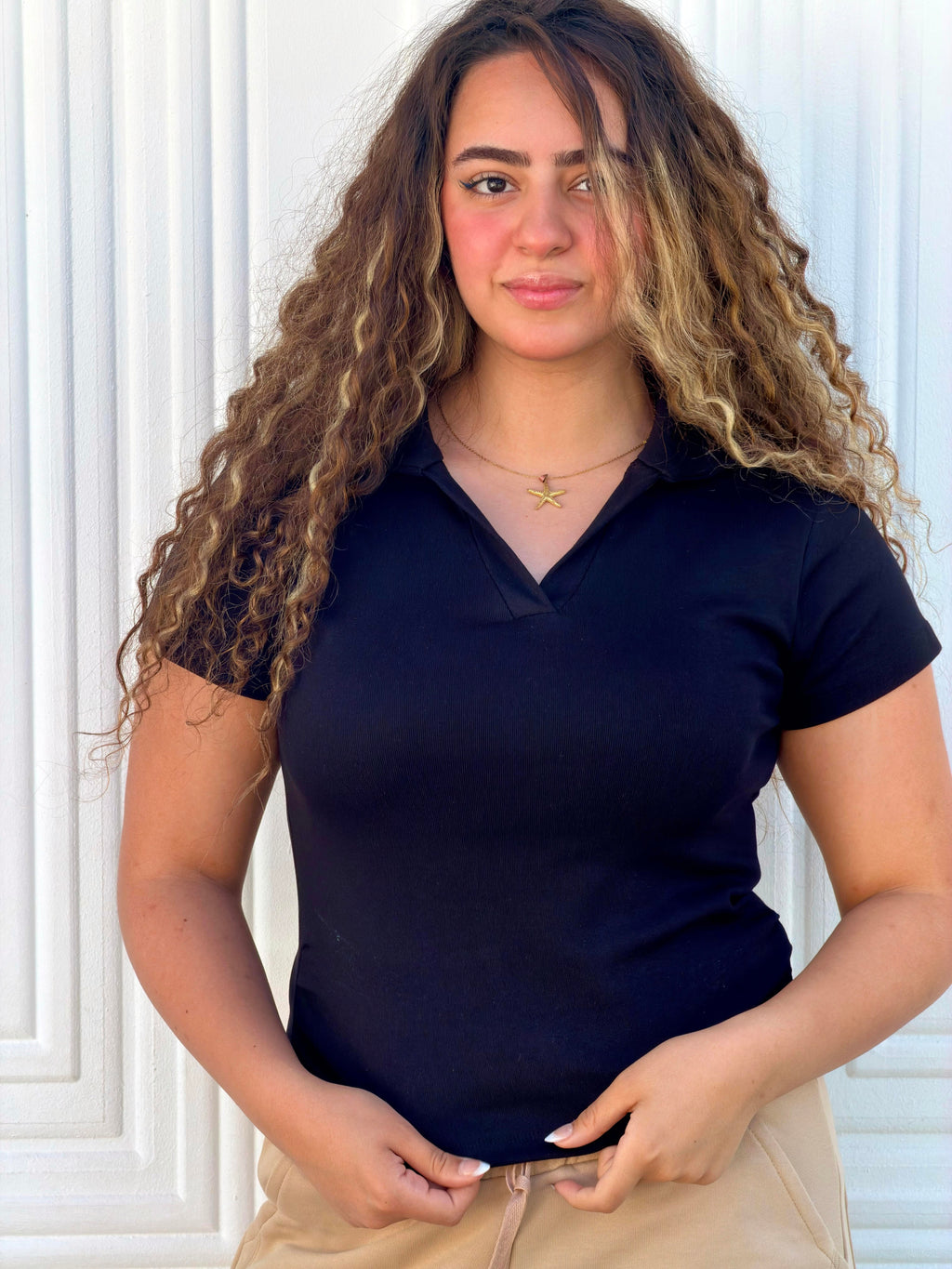 Woman Top V Neck Short Sleeve