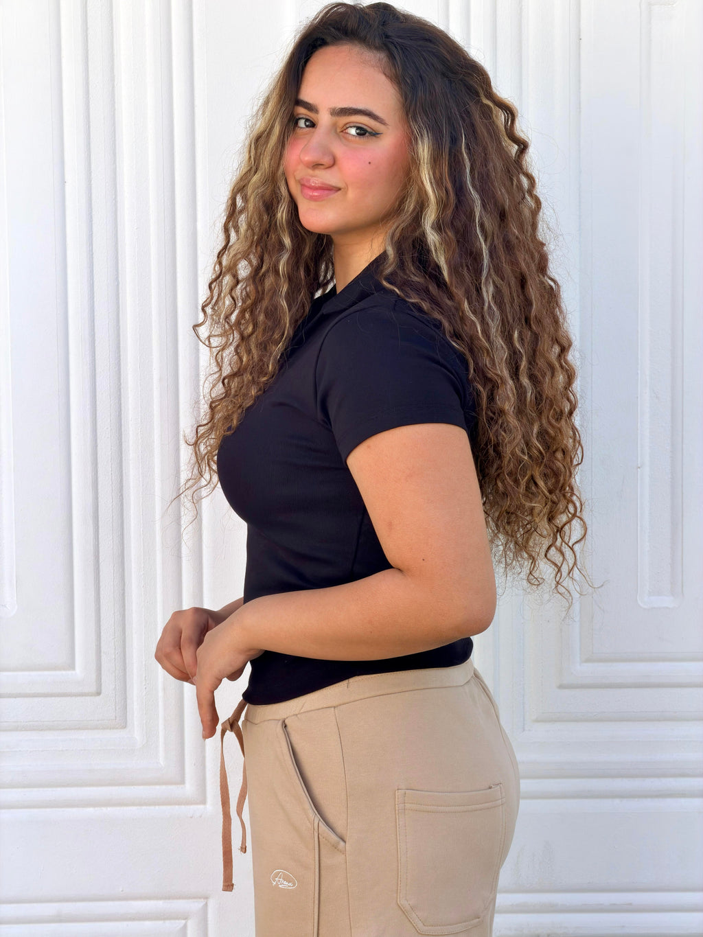 Woman Top V Neck Short Sleeve