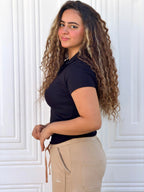 Woman Top V Neck Short Sleeve