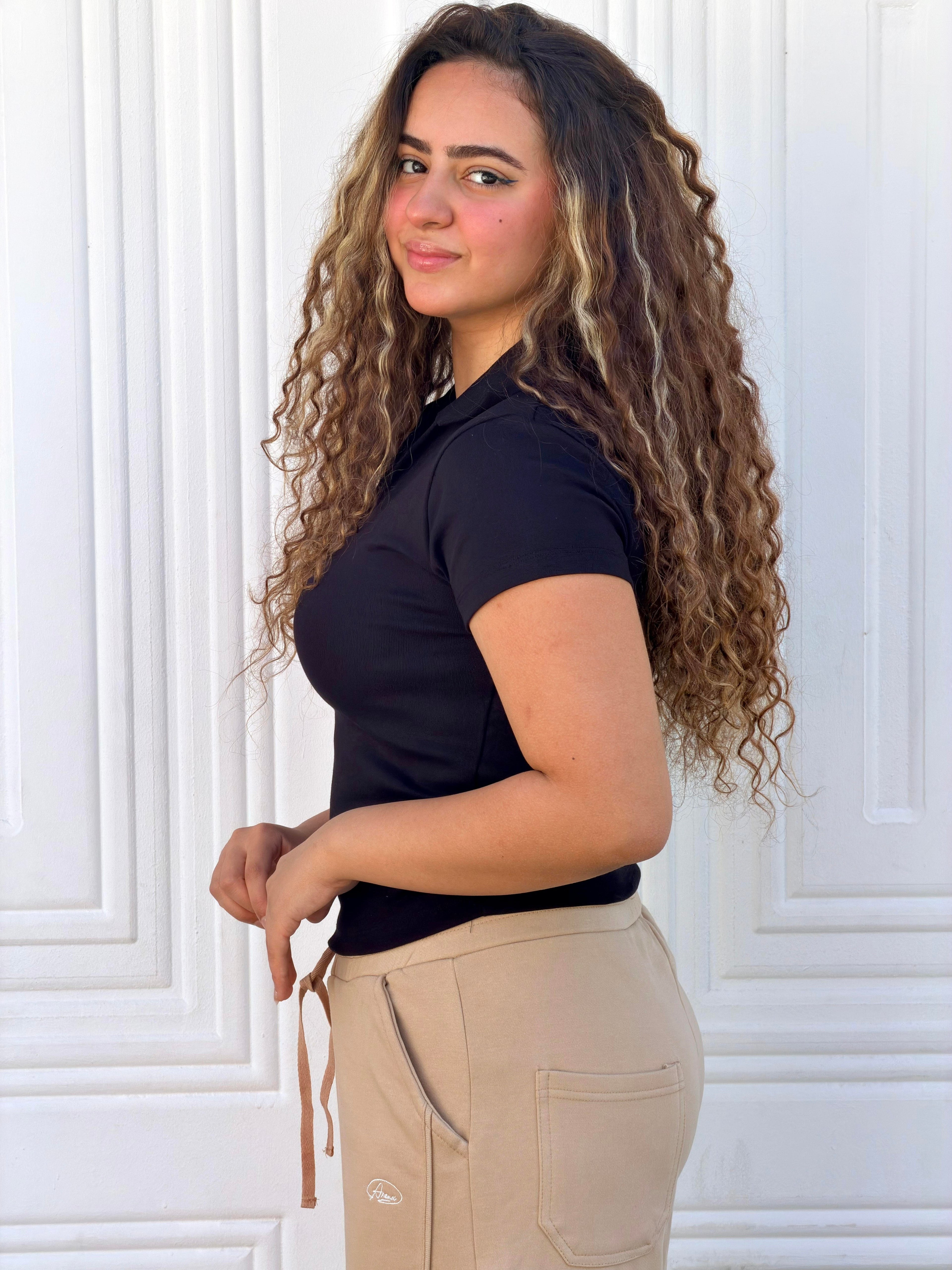 Woman Top V Neck Short Sleeve