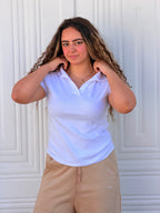 Woman top v neck short sleeve