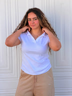 Woman Top V Neck Short Sleeve