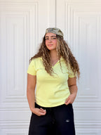 Woman Top V Neck Short Sleeve