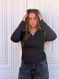 Woman Top V Neck Long Sleeve