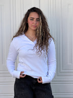 Woman Top V Neck Long Sleeve