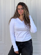 Woman Top V Neck Long Sleeve