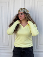 Woman Top V Neck Long Sleeve