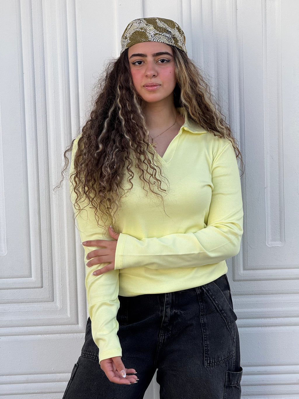 Woman Top V Neck Long Sleeve