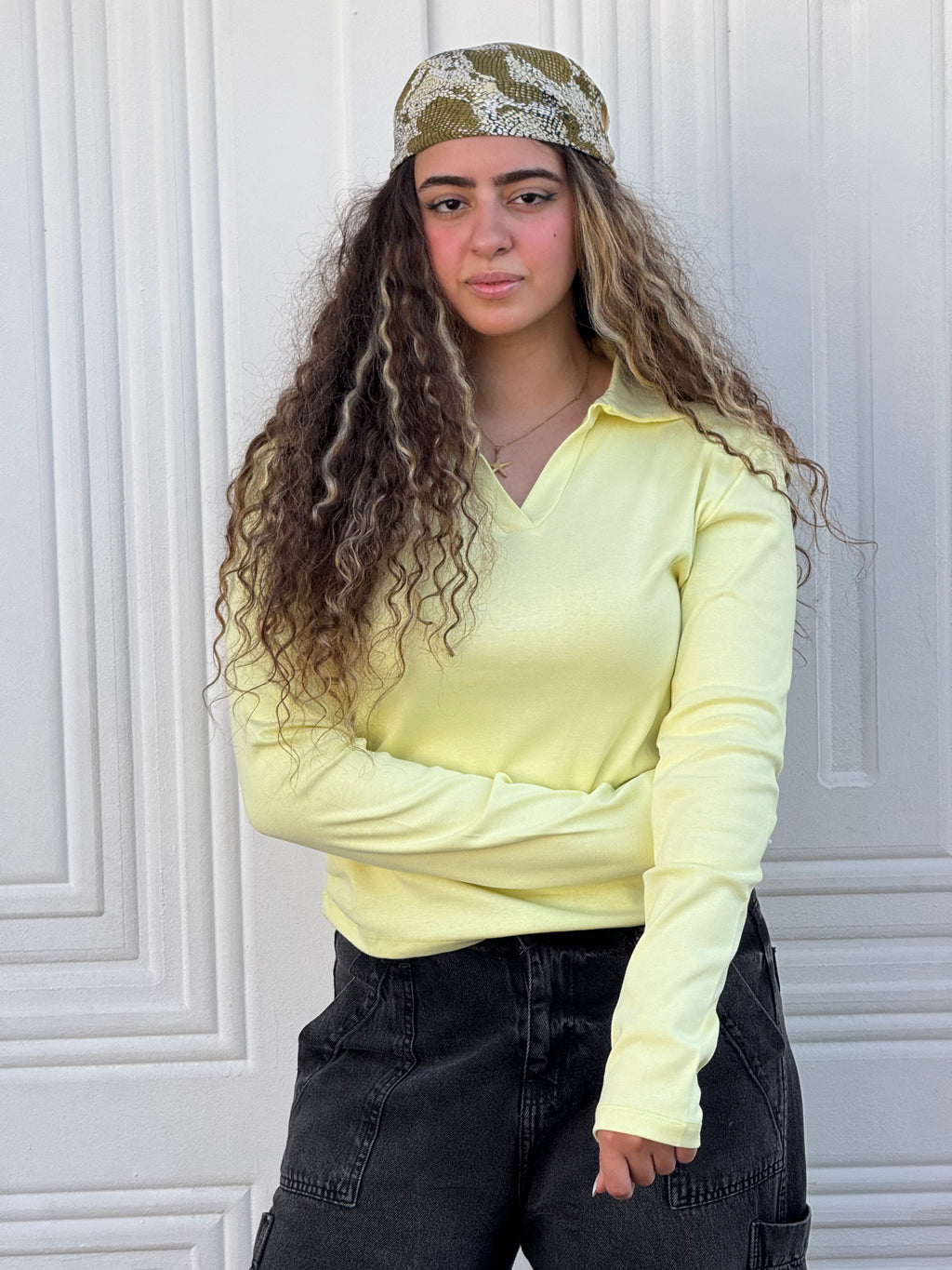 Woman Top V Neck Long Sleeve
